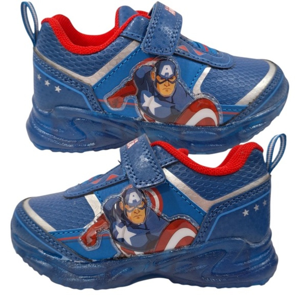 Captain America‎ Kids Light Up Shoes Toddler Sneakers Blue Size 8 New 16 (cms)